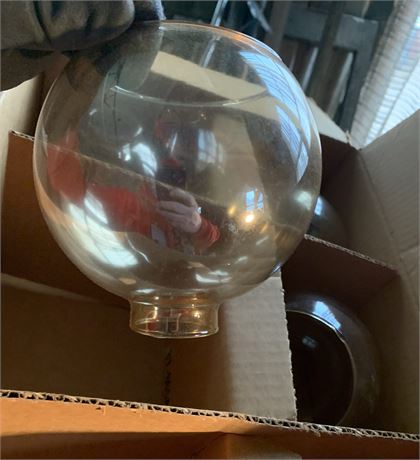 Galaxy Light Amber Glass & White Frosted Glass Replacement Globes - 5 Boxes
