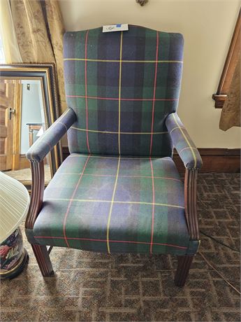 Navy & Green Plaid Side Chair