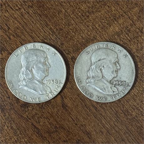 Benjamin Franklin Half Dollars - 1958 & 1959