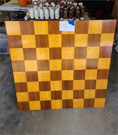 Oversized Chess Board & Ceramic Piece Set