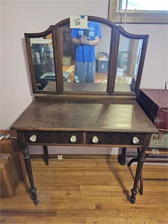 Antique Wood Vanity with Glass Knobs