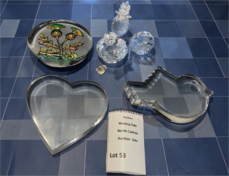 Val St. Lambert Bird Art Glass Paperweight, Swarovski Pineapple Figure & More