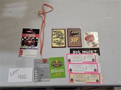 Mixed Lot of Vendor & Stage Passes / Amusement Tickets & More