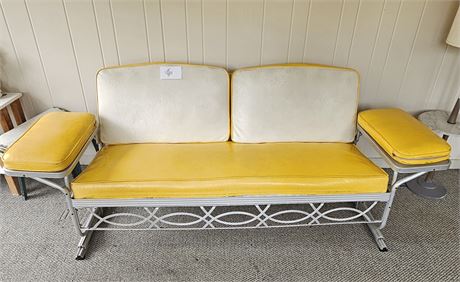 MCM Yellow / White Vinyl Patio Glider