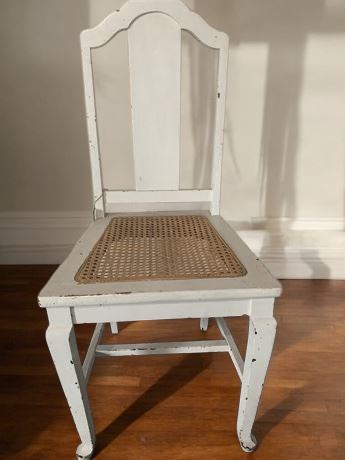 White Antique Wood Chair With Cane/Ratan Seat (Over 100 Years Old)