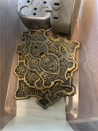 Art Nouveaux Electric Light Switch Covers, White Plastic, Metal Switch Covers