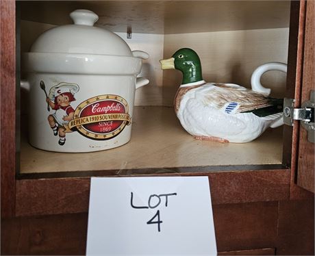 Otagiri Duck Gravy Server & Campbell's Soup Pot