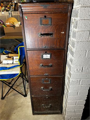 Wood and Metal Filing Cabinet