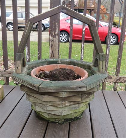 Large Wood Basket Planter