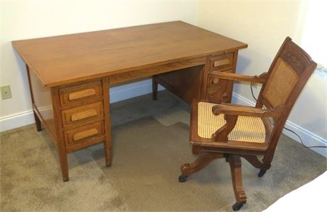 Desk, Chair, Floor Pad