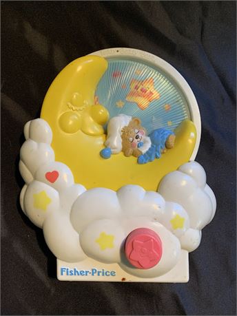 Fisher Price Teddy Beddy Bear With Moon Crib Wind Up Music Box From 1987