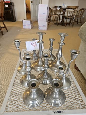 Mixed Brush Silver Candle Stick Lot- Size & Style Vary