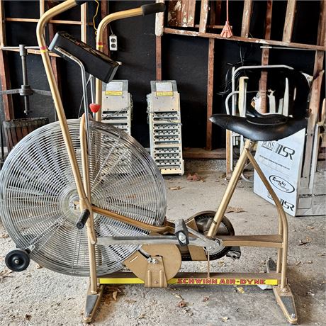 Mid-Century Modern Gold Schwinn Airdyne Dual Action Exercise Bike