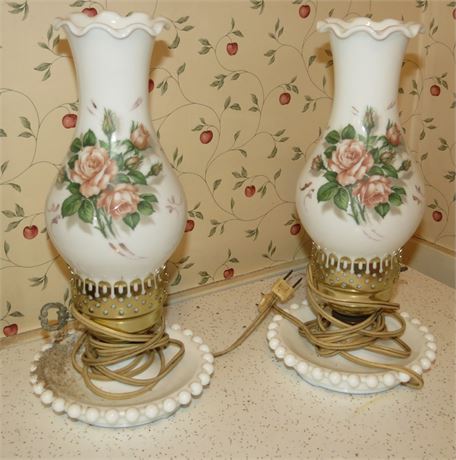 2 Milk Glass Lamps