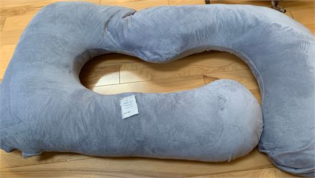 Mom Cozy C-Shaped Full Body Pregnancy or Chronic Pain Pillow in Light Blue