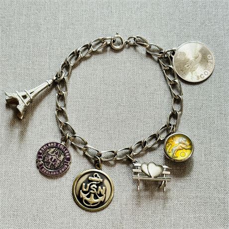 Sterling Silver Charm Bracelet and Charms - 23.96g