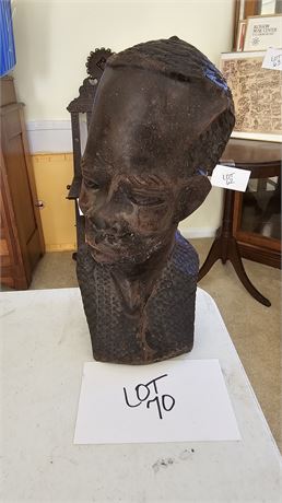 Hand Carved Wood African Male Bust