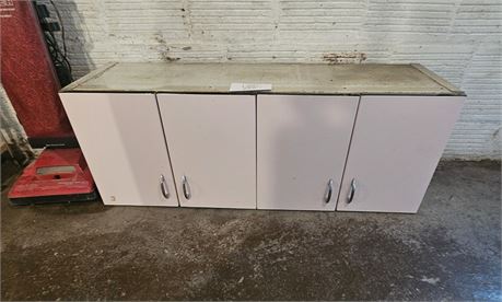 1950s Pink Enamel Metal Kitchen Cabinet