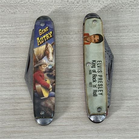 Elvis Presley and Gene Autry Vintage Novelty Pocket Knives