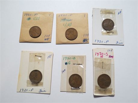 1920- P, 1920-S, 1920-D Pennies