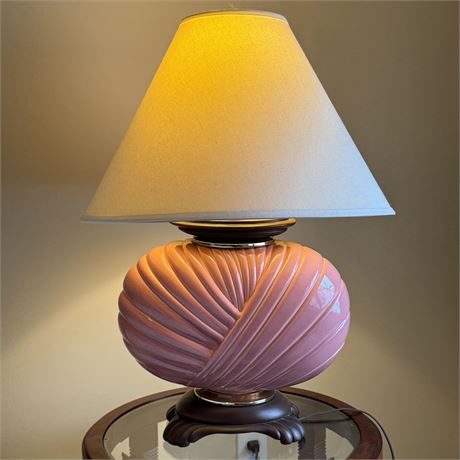Vintage 1980's Palm Beach Pink Candy Ceramic Table Lamp