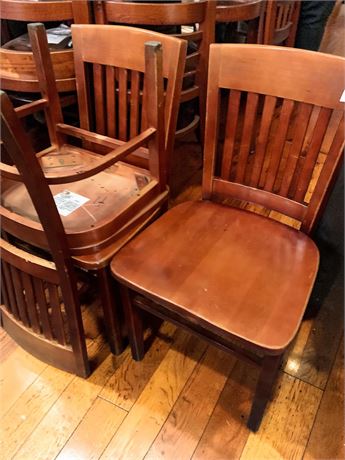 Slat-Back Wood Restaurant/Dining/Schoolhouse Chairs (Set of 4)