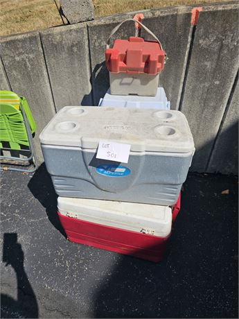 Mixed Size Cooler Lot - Coleman Sizes Vary