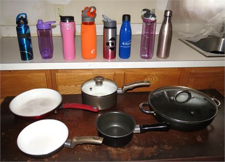Pots, Pans, Water Bottles