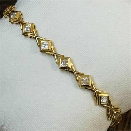 14k Gold Cubic Zirconia Tennis Bracelet - 7.5" - 10.16 Grams