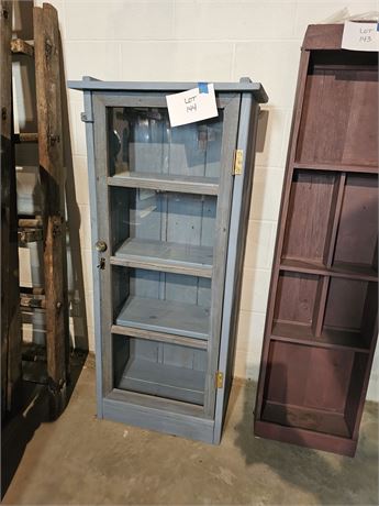 Antique Blue Painted Wood Cabinet