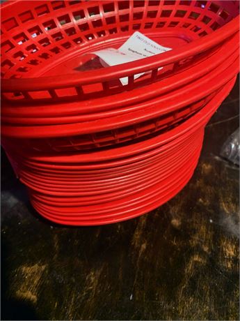 Red Plastic Mesh Restaurant Serving Basket Lot of 18