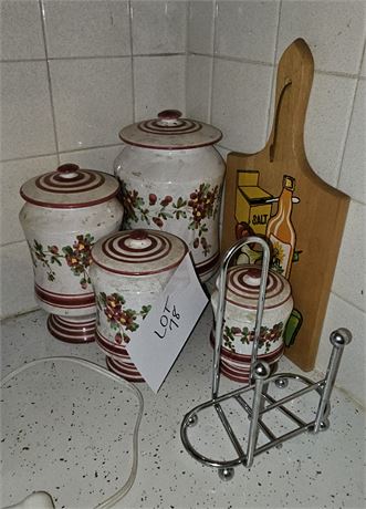 Hand Painted Italian Canister Set, Napkin Holder & More