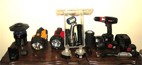 Cordless Tools, Flashlights, Chargers, Batteries, Etc