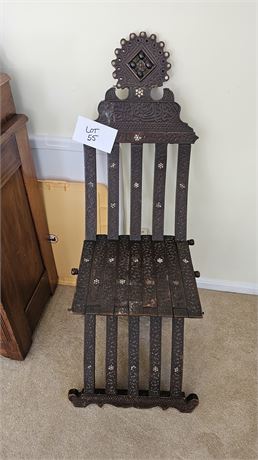 Antique Inlaid Walnut Morrish Syrian Folding Chair