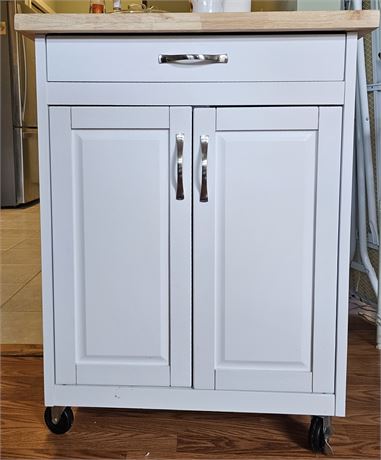 White Kitchen Storage Cabinet with Wheels