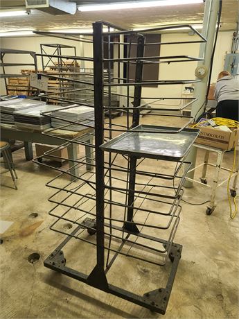 Industrial Grade Metal Tray Rack Unit on Wheels