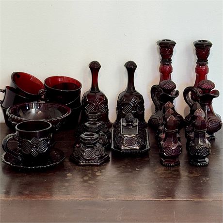Assorted Lot of Avon Cape Cod Ruby Red Glassware