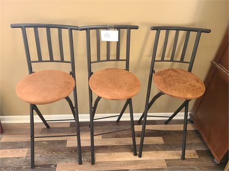 (3) Folding Metal & Cushion Bar Chairs