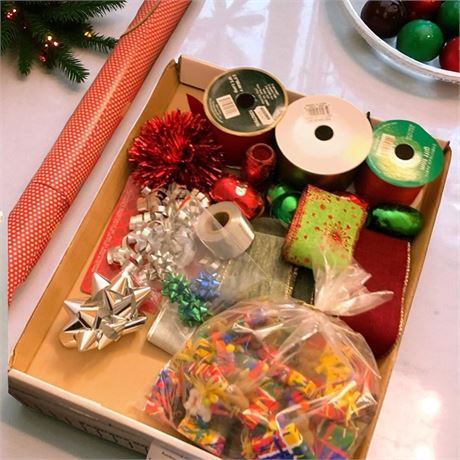 Christmas Wrapping Paper, Ribbon, Bows & More