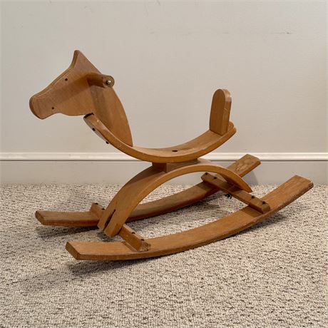 Old Wooden Toddler Size Rocking Horse - Approx. 30"L x 21"T