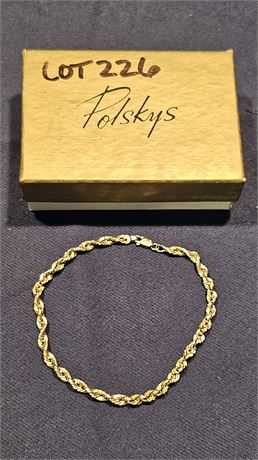 14k Rope Bracelet 8" 1.6 dwt