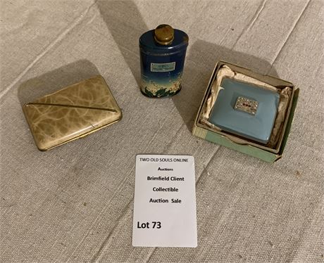 CPC Trailing Arbutus Talcum Powder Bottle, Metal Mirrored Compact/Compartments