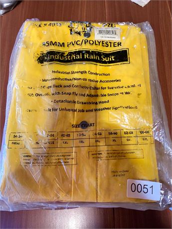 Industrial PVC Rain Suit With Detachable Drawstring Hood - Size 4XL