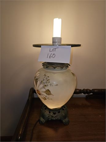 GWTW Hand Painted Lamp/Metal Base Missing Top Globe