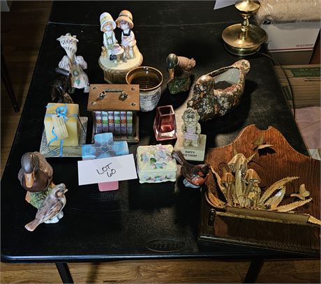 Mixed Decor Lot Figurines, Trinket Boxes & More