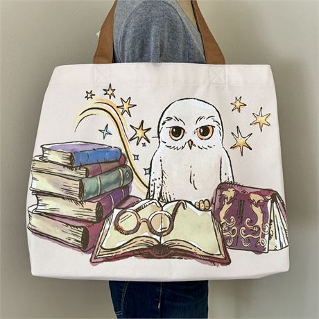 NEW Loungefly Harry Potter HEDWIG Owl Reading Books Oversized Tote Bag