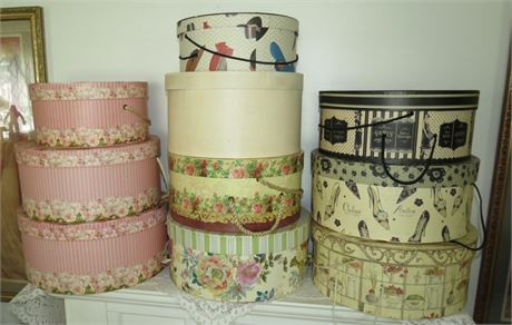 Large Lot of Hat Boxes