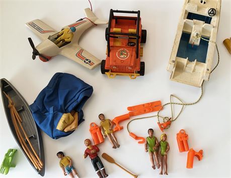 Fisher Price Adventure People Explorer Boat, Jeep, Stunt Plane, Action Figures S