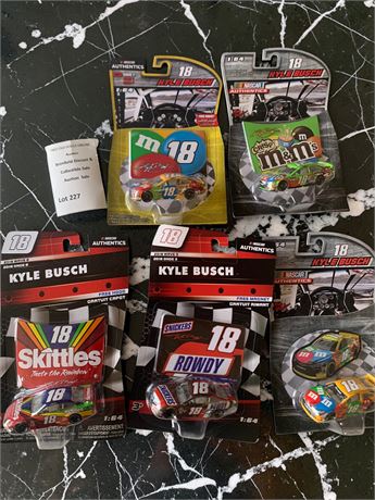 NASCAR Authentics Die Cast Cars Featuring Kyle Busch M&Ms, Snickers & Skittles