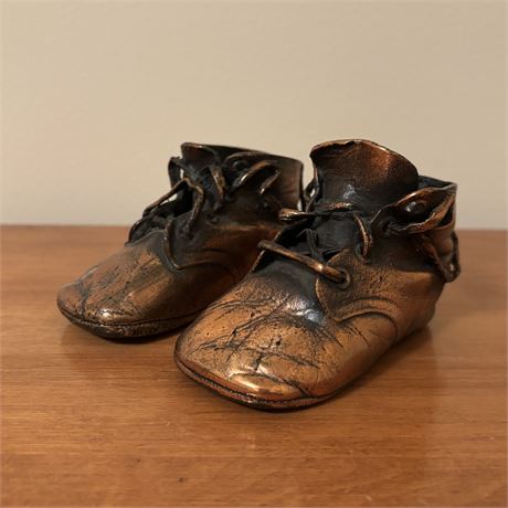 Vintage Copper/Bronze Dipped Baby Shoes